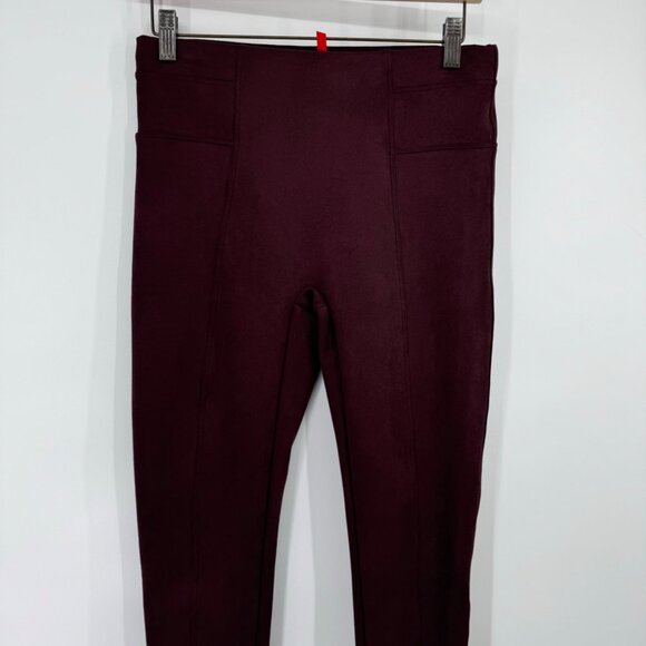 Spanx Womens Burgundy faux suede Leggings size medium slimming - Picture 7 of 14